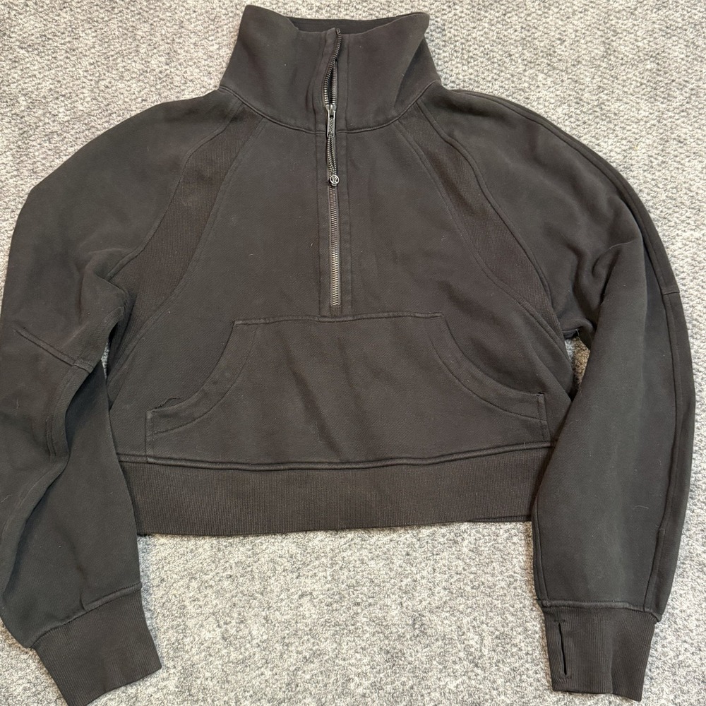 Lululemon Funnel Neck Scuba Oversized Half-Zip Hoodie S/XS Black Cropped Crop